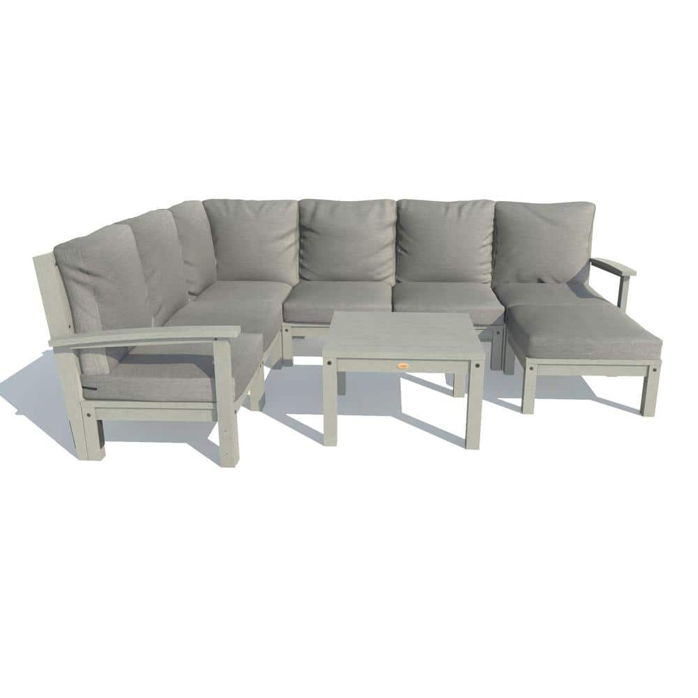 goedkeuren pijn Peuter Highwood Bespoke Deep Seating 8-Piece Plastic Outdoor Sectional Set and  Side Table with Cushions AD-DSSEC081-SG-CGE - The Home Depot