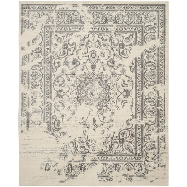 SAFAVIEH Adirondack Ivory/Silver 12 ft. x 18 ft. Border Floral Area Rug