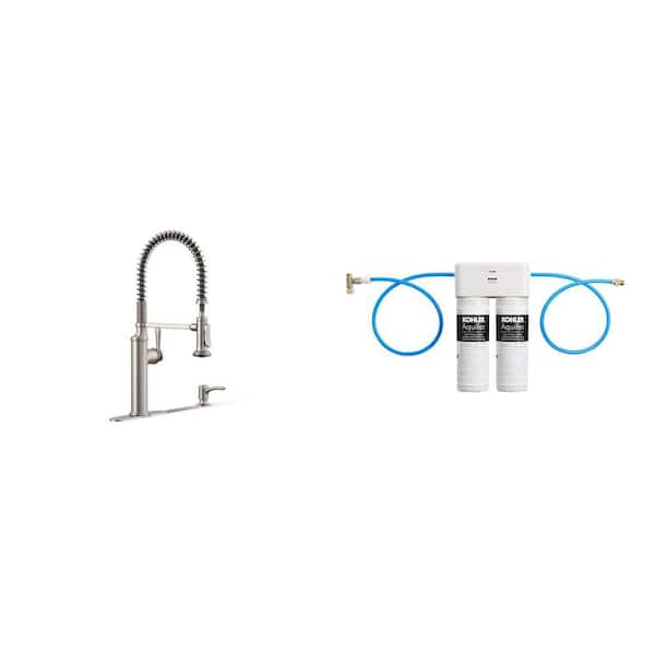 Sous Pro-Style Pull Down Sprayer Kitchen Faucet and Aquifer Under-Sink Double Cartridge Water Filtration System Combo