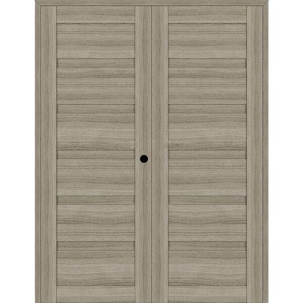 Belldinni Louver 60 in. x 83.25 in. Left-Hand Active Shambor Wood Composite Double Prehung Interior Door