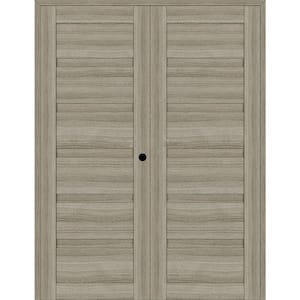 Louver 48 in. x 83.25 in. Left-Hand Active Shambor Wood Composite Double Prehung Interior Door