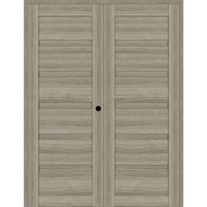 Louver 72 in. x 83.25 in. Left-Hand Active Shambor Wood Composite Double Prehung Interior Door