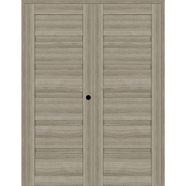 Belldinni Louver 64 in. x 83.25 in. Left-Hand Active Shambor Wood Composite Double Prehung Interior Door