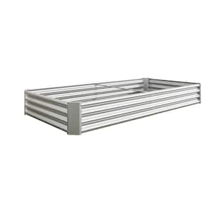 91.34 in. W Silver Metal Rectangle Raised Garden Bed Planter