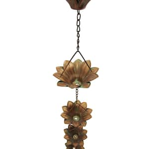 76 Inch Long Iron Rain Chain with Daisies