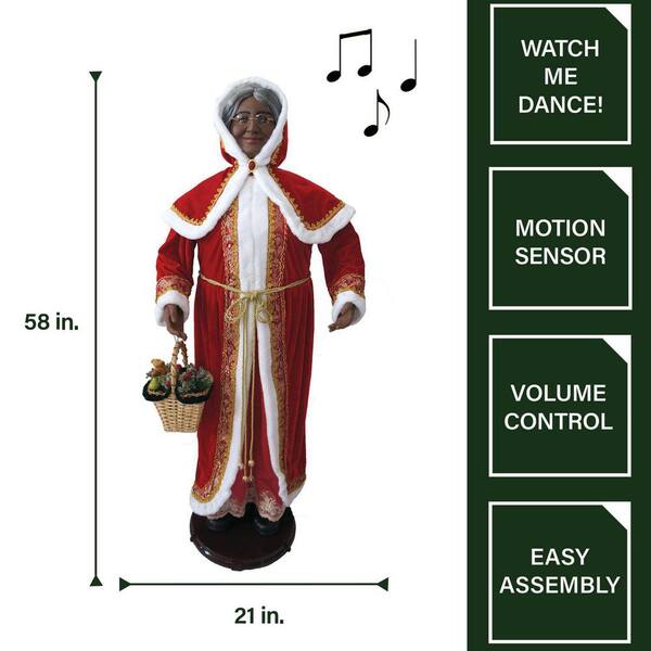 Fraser Hill Farm 58 in. Christmas Dancing Mrs. Claus with Hooded