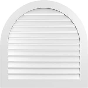 40 in. x 40 in. Round Top Surface Mount PVC Gable Vent: Functional with Standard Frame