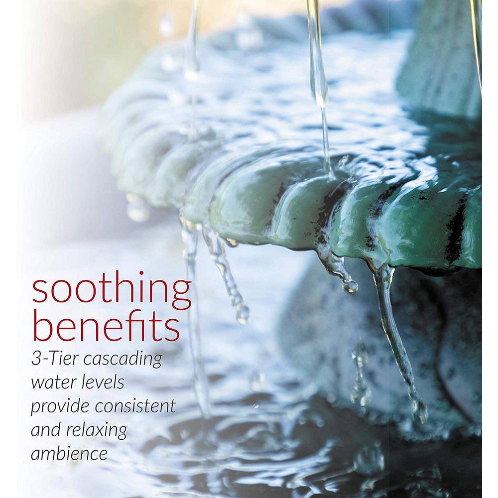 Green 3-Tier Pedestal Water Fountain Bird Bath
