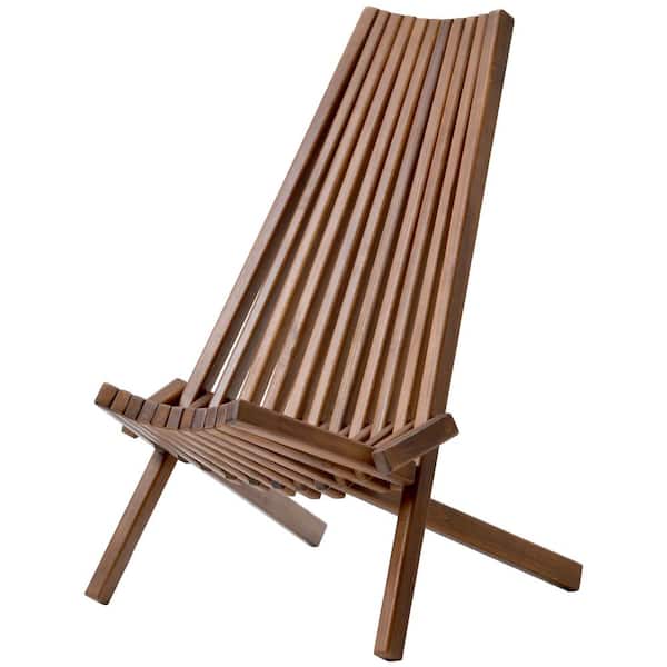 Tenleaf Natural Folding Solid Wood Outdoor Lounge Chair Set of 1