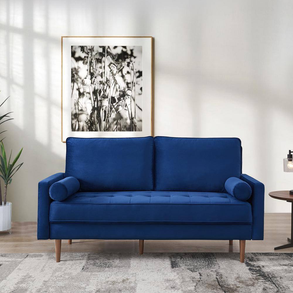 anpport 69 in. Blue Upholstered Modern Velvet Loveseat, Tufted 3-seater ...