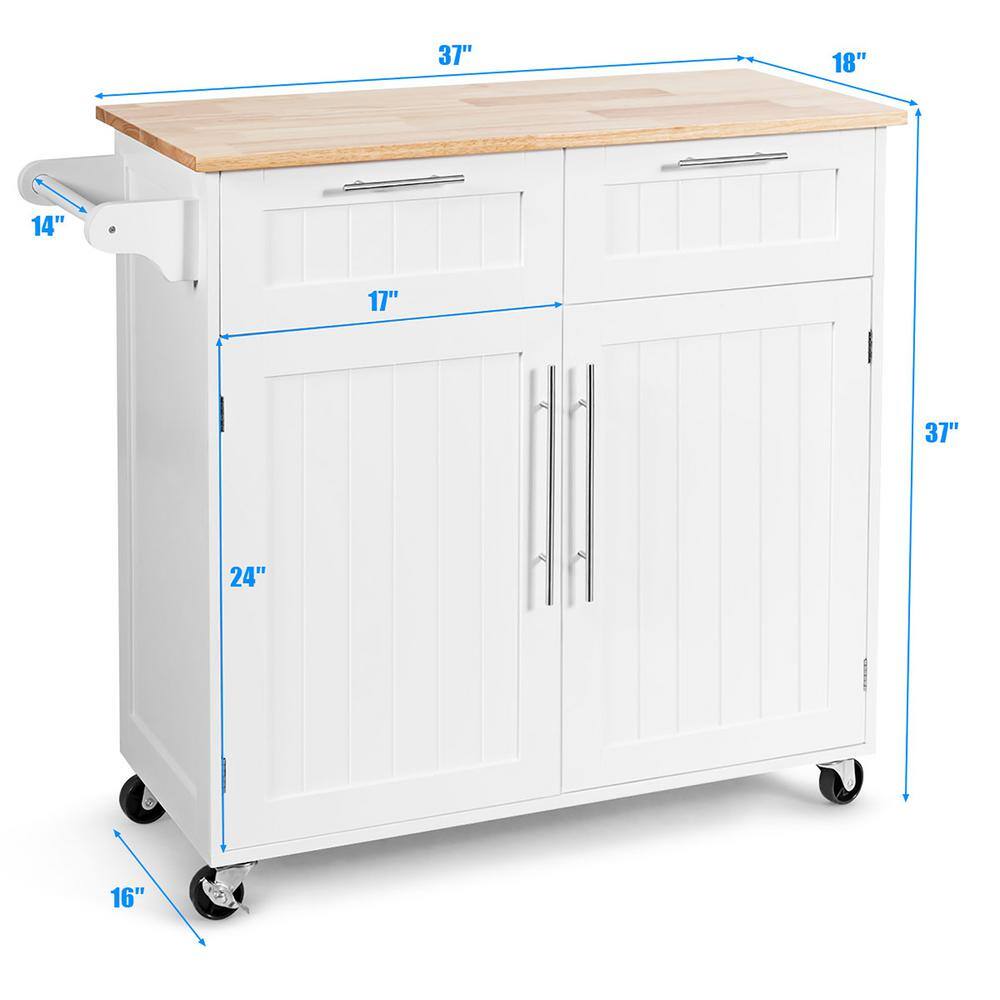 White Kitchen Cart with Cabinet - thumbnail 3
