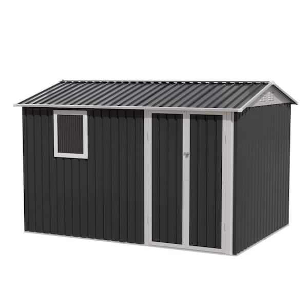 9 ft. W x 6 ft. D Grey Metal Shed for Patio Backyard Tools House