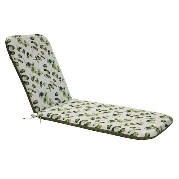 OUTDOOR DECOR BY COMMONWEALTH 22 in. x 73 in. Tropical Outdoor Cushion Lounger in Green Includes 1-Lounger Cushion