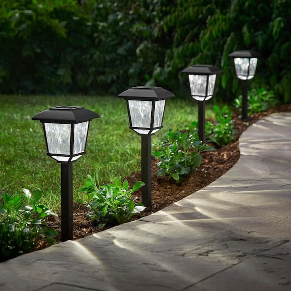 Terrace Park 10 Lumen Black LED Weather Resistant Outdoor Solar Path Light with Plastic Lens (4-Pack)