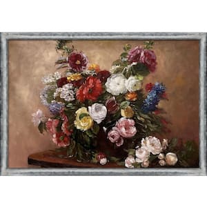 26.5 in. x 38.5 in. Bouquet of Diverse Flowers by Henri Fantin-Latour Piccino Luminoso Silver FramedAbstractArtPrint