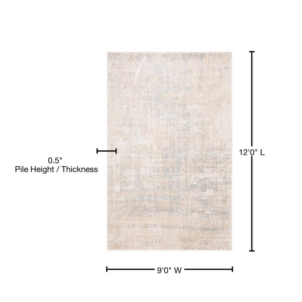 Gray Washable Reversible 9' x 12' Synthetic Area Rug