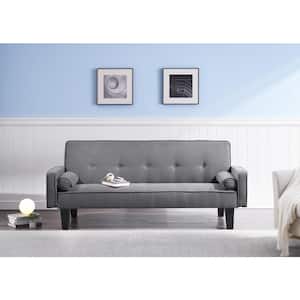 72. in. Wide Dark Gray Linen Modern Twin Size Sofa bed