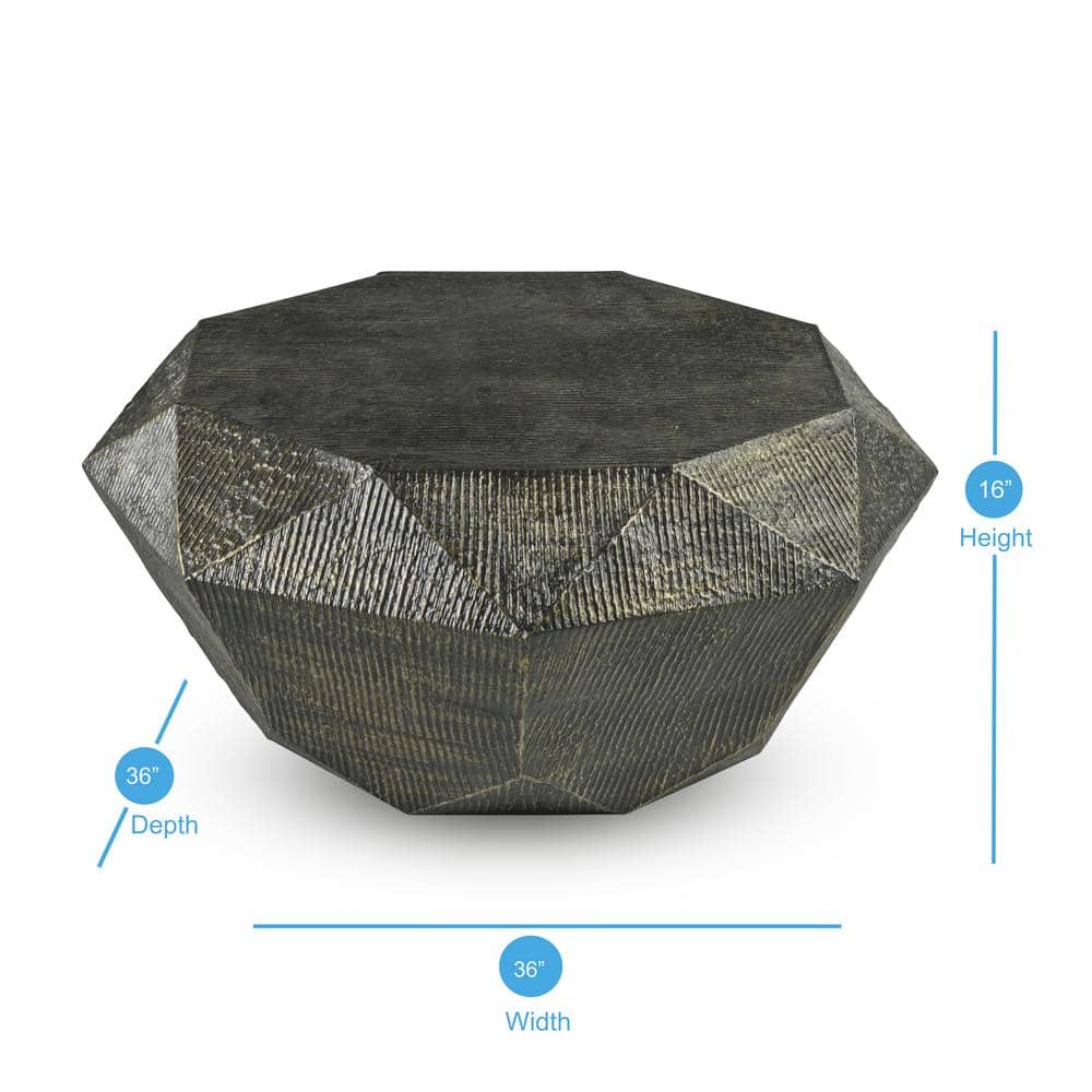 Octagon Gray Iron and Brass Cocktail Table