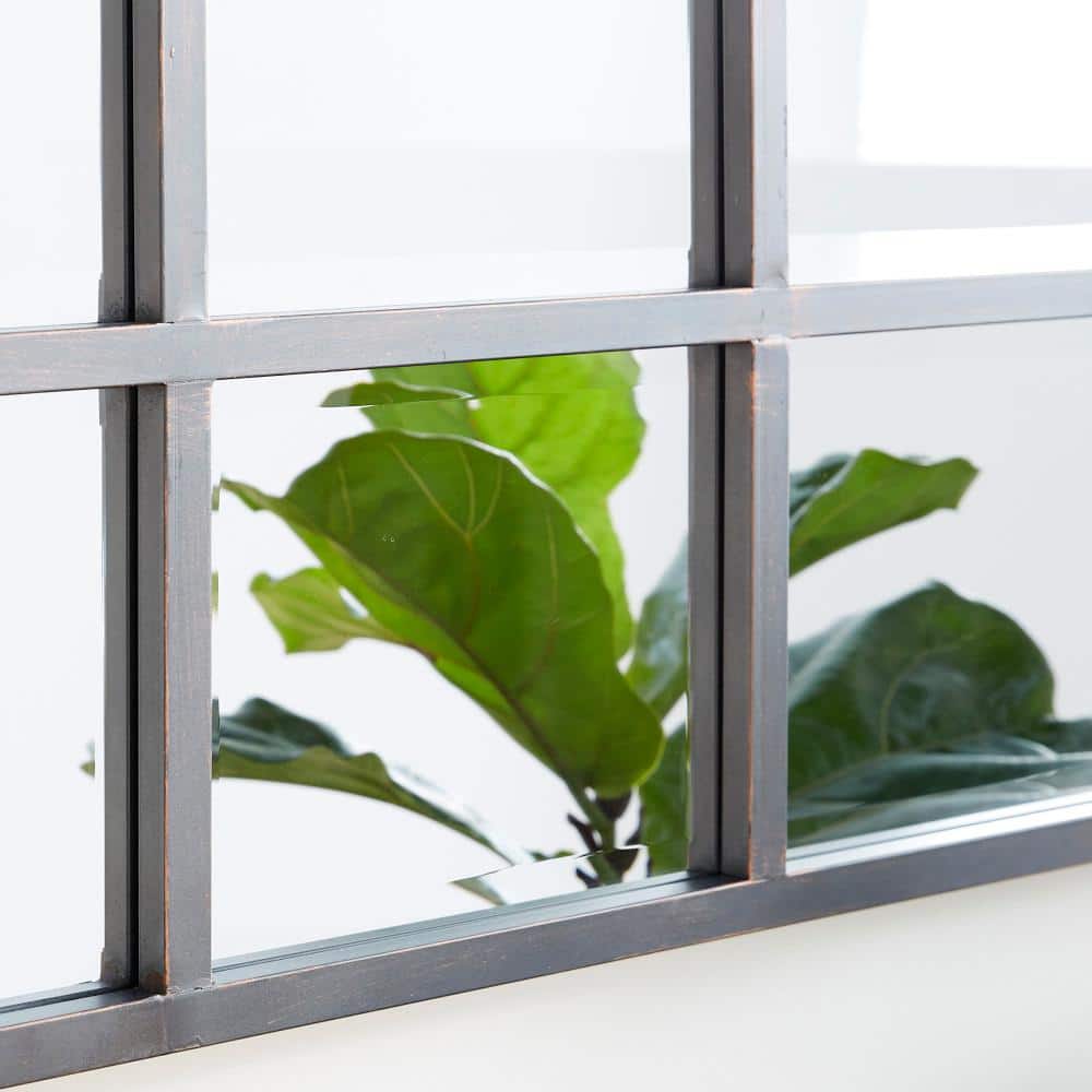 Black Window Pane Industrial Full-Length Wall Mirror 48"