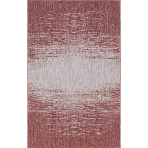 Rust Red Ombre Outdoor 5 ft. x 8 ft. Area Rug