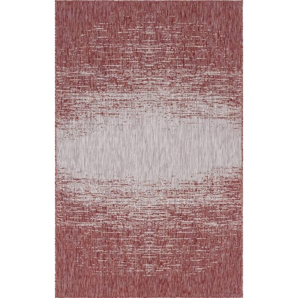 Unique Loom Rust Red Ombre Outdoor 7 ft. x 10 ft. Area Rug