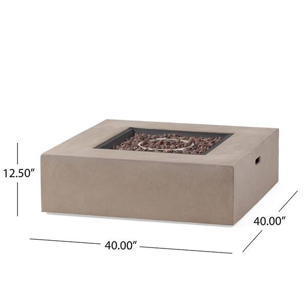 Mayer Grey Magnesium Oxide Square Gas Fire Pit Mayer Grey Magnesium Oxide Square Gas Fire Pit