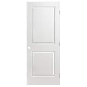 32 in. x 80 in. 2 Panel Square Top Left-Handed Hollow-Core Smooth Primed Composite Single Prehung Interior Door
