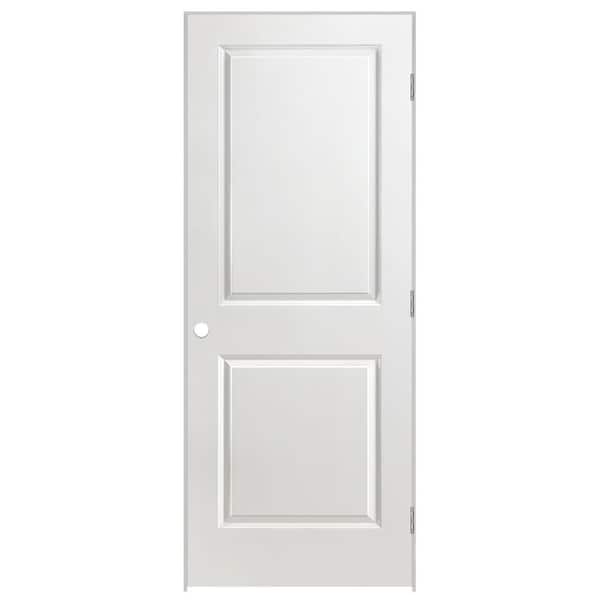 Masonite 32 in. x 80 in. 2 Panel Square Top Left-Handed Hollow-Core Smooth Primed Composite Single Prehung Interior Door
