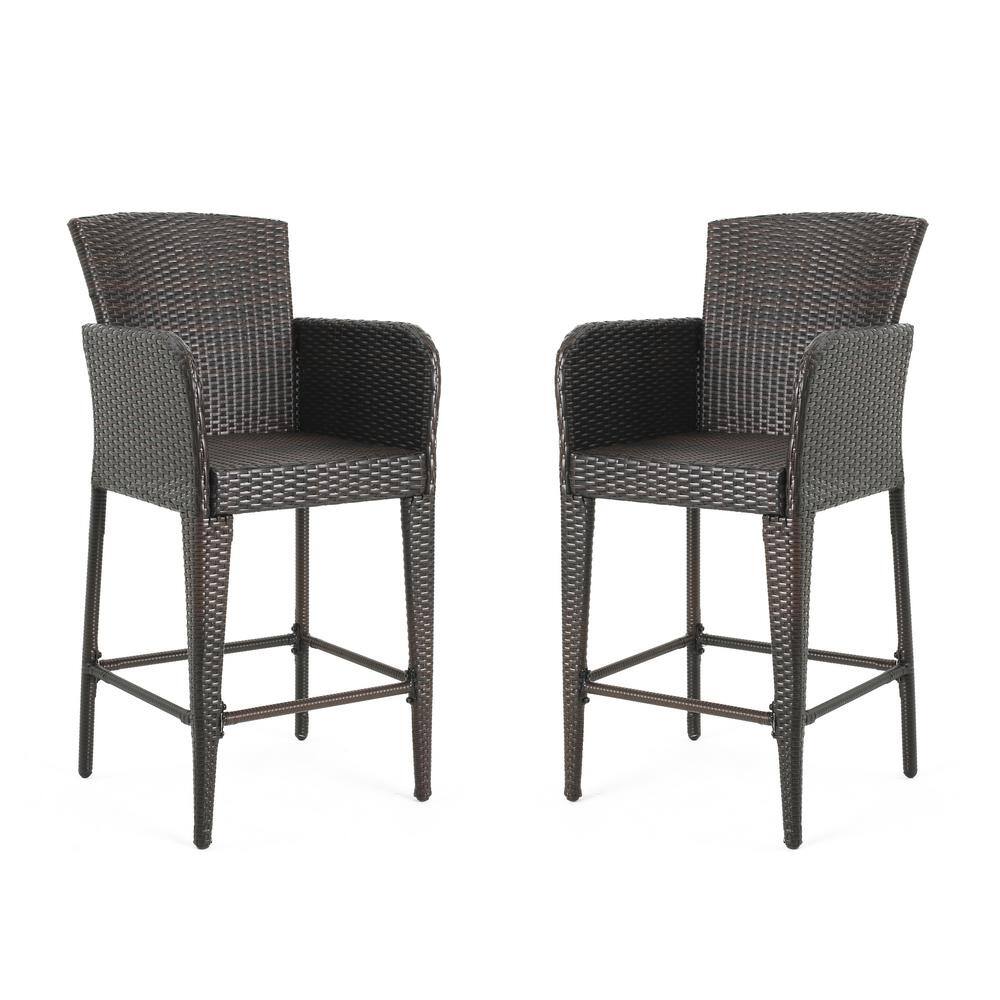 Noble House Anaya Faux Rattan Outdoor Bar Stool (2Pack) 9564 The