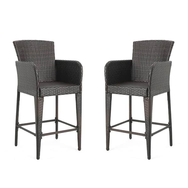 Noble House Anaya Faux Rattan Outdoor Bar Stool (2-Pack)