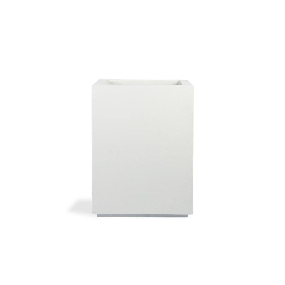 White Tall Rectangular Modern Outdoor Planter, 30"