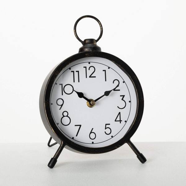 SULLIVANS 9.5 in. Vintage Metal Table Clock CLK220 The Home Depot