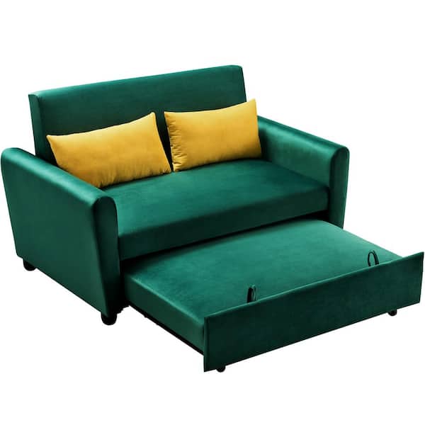Magic Home 55 In Green Modern Velvet, What Is The Size Of A Full Sofa Bed