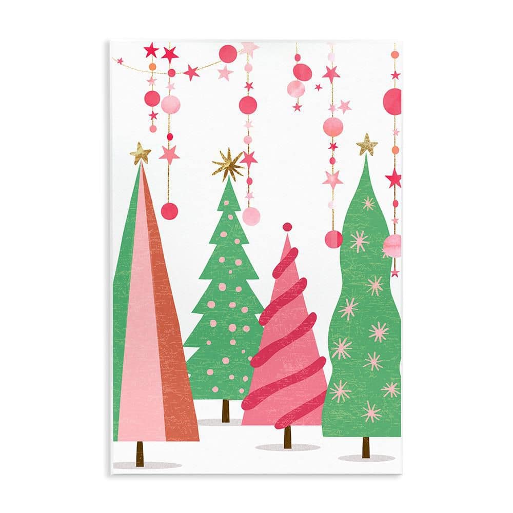 Pink and Green Christmas Trees by Ziwei Li Unframed Graphic Art Print Abstract 15 in. x 10 in. price history on PriceWatchPro