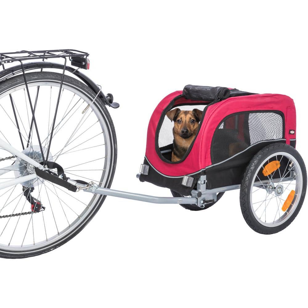 TRIXIE Red and Black Foldable Dog Bike Trailer with Windows
