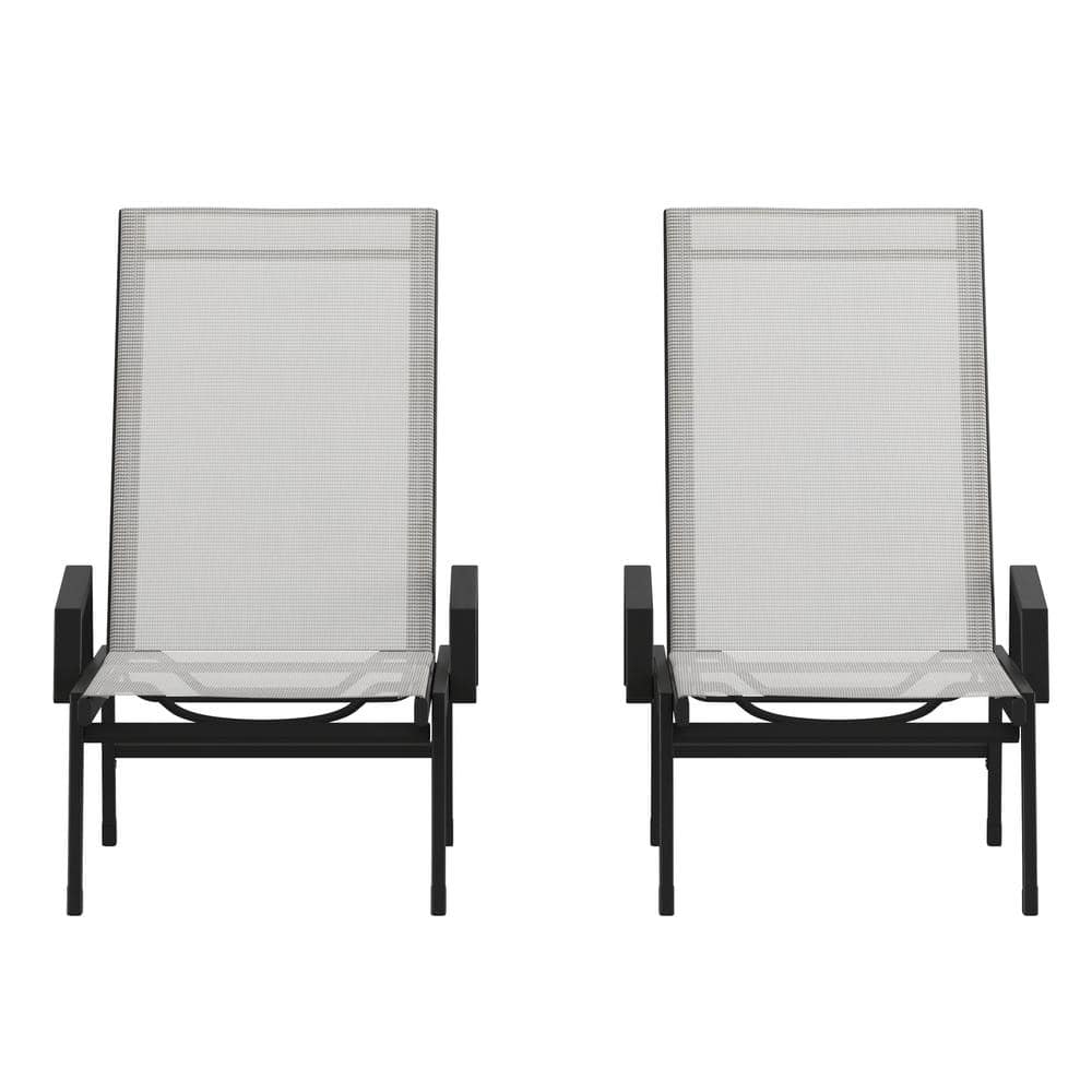 Brazos Black Weather Resistant Steel Outdoor Chaise Lounge Chairs in Gray (Set of 2) price history on PriceWatchPro