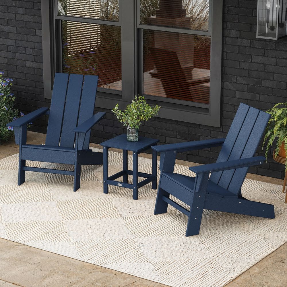 POLYWOOD Grant Park Navy Plastic Outdoor Adirondack Chair 3-Piece