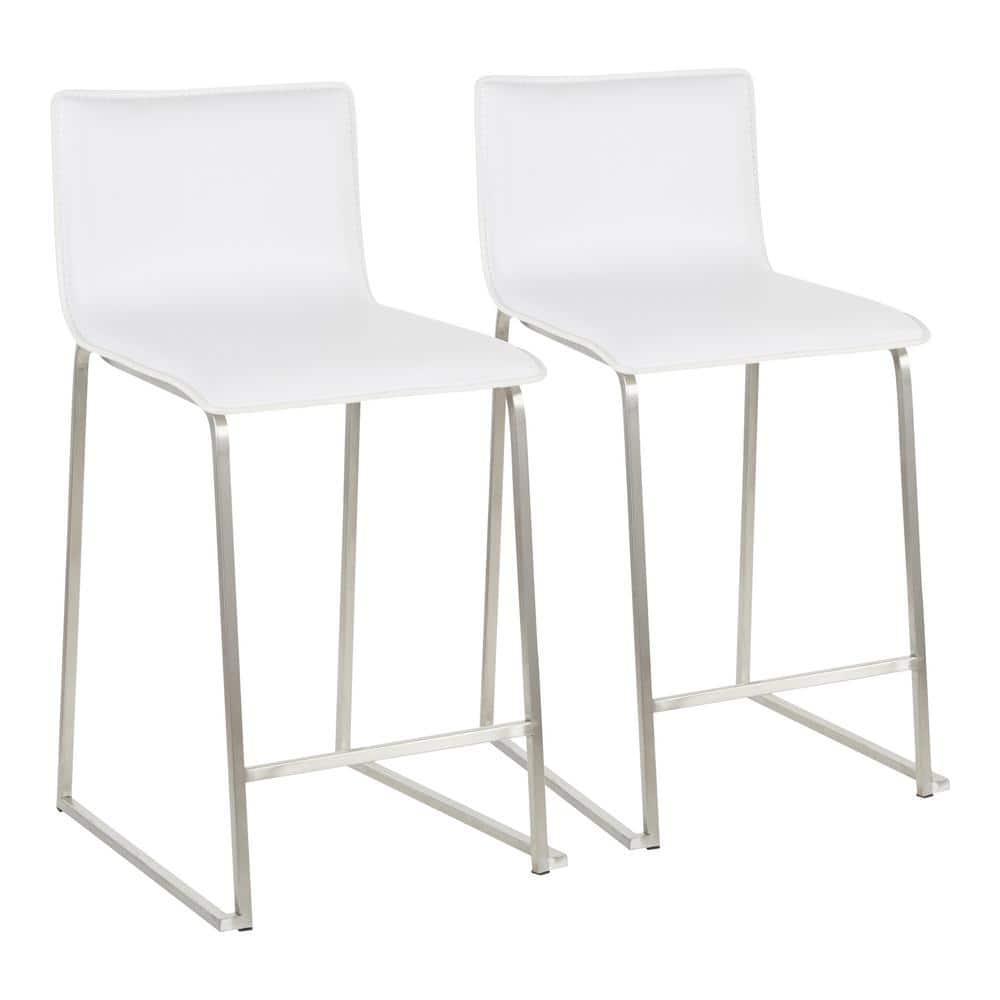 UPC 681144104962 product image for Mara 26 in. White Faux Leather and Stainless Steel Counter Stool (Set of 2) | upcitemdb.com