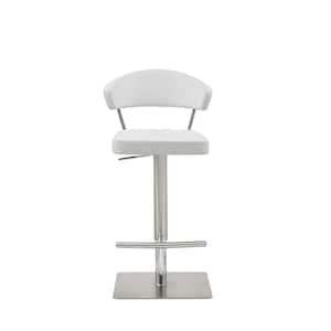 34 in. White and Silver Stainless Steel Chair with Footrest