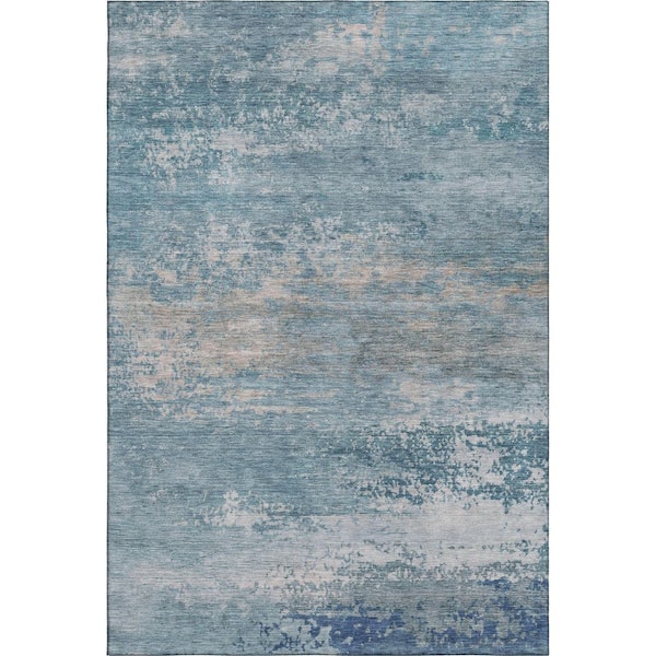 Mayfield Premium Machine Washable Abstract AMF2071 Sky 3 ft. x 4 ft. Area Rug