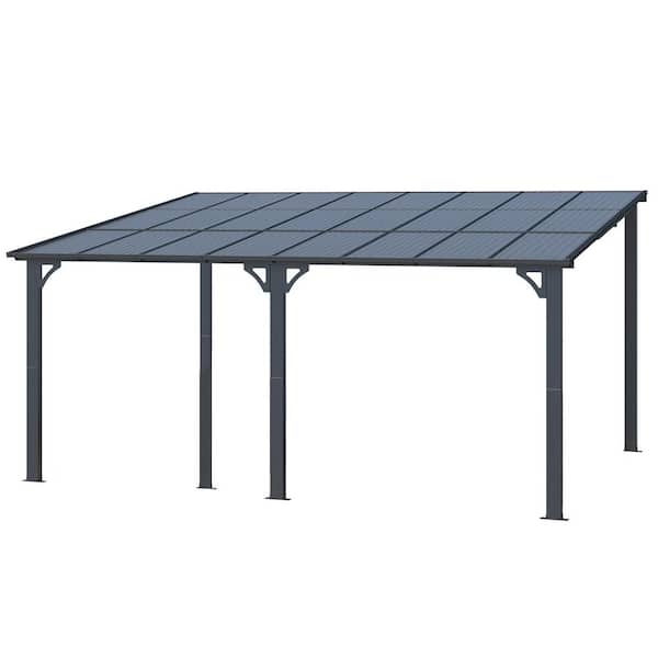 AECOJOY 16 ft. x 12 ft. Dark Gray Aluminum Patio Cover
