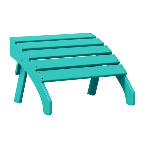 WESTIN OUTDOOR Altura Turquoise Plastic Outdoor Patio Weather Proof Folding Ottoman for Adirondack Chair
