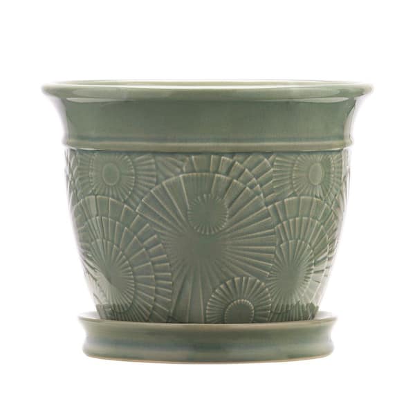 Annandale 1.5 qt. Ceramic Indoor Planter (L x 6 in. W x 6 in. H x 5.4 in. ) in Celadon Finish