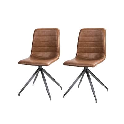 Levant Camel Faux Leather Side Chair with Split Metal Legs (Set of 2)