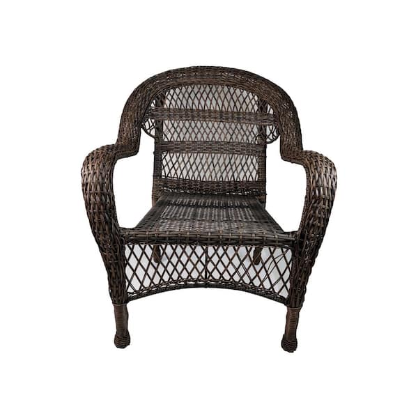 dubbin Dark Brown Metal Frame Outdoor Lounge Chair Wicker Patio Dining Chair