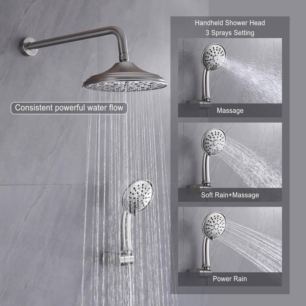 Brushed Nickel Multi-Head Wall Mounted Shower System