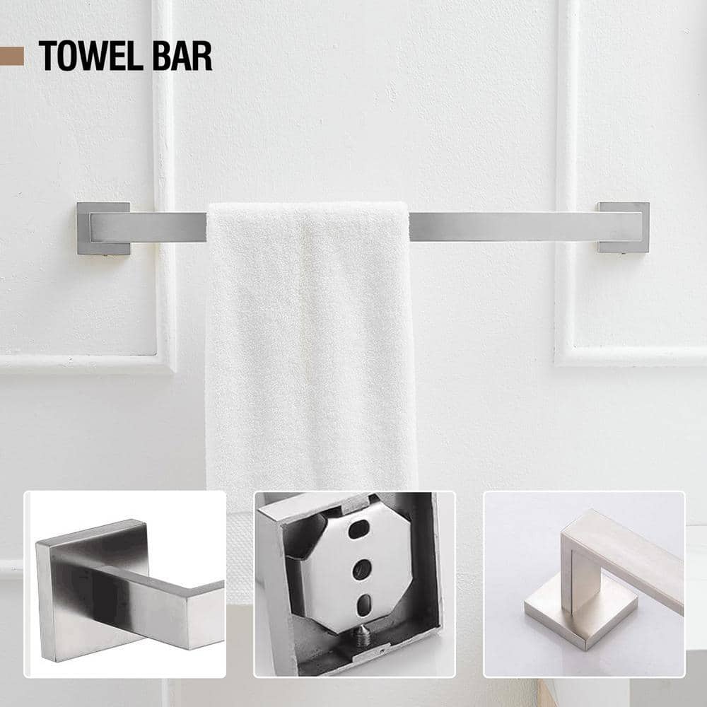 Brushed Nickel 5-Piece Stainless Steel Bath Hardware Set