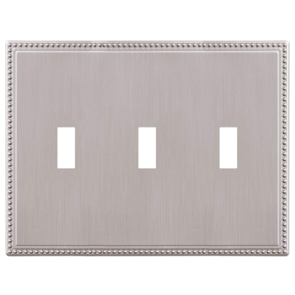 Perlina 3 Gang Toggle Metal Wall Plate - Brushed Nickel price history on PriceWatchPro