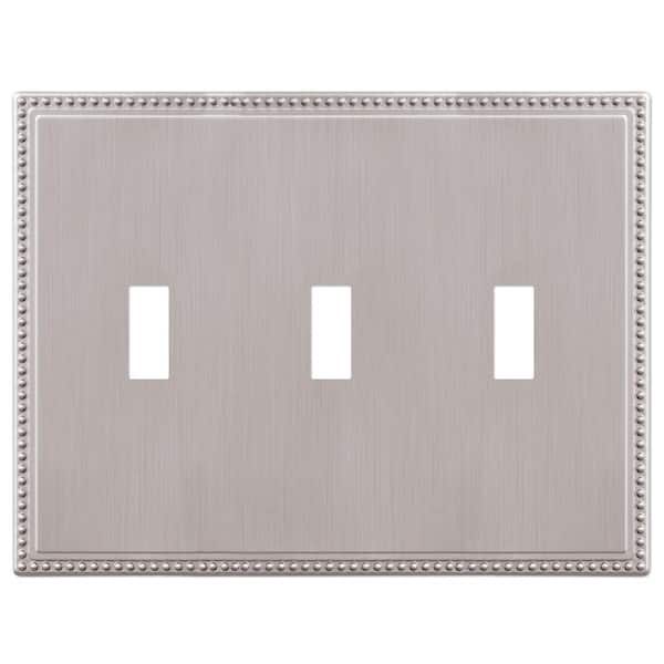 AMERELLE Perlina 3 Gang Toggle Metal Wall Plate - Brushed Nickel