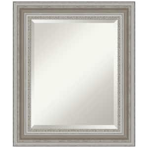 Medium Rectangle Antique Silver Metallic Beveled Glass Classic Mirror (25.5 in. H x 21.5 in. W)